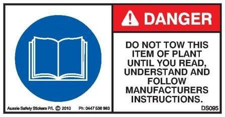 READ MANUAL BEFORE TOWING (Horizontal)