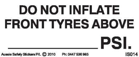 FRONT WHEEL TYRE PRESSURE