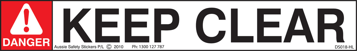 KEEP CLEAR (HORIZONTAL) – Aussie Safety Stickers