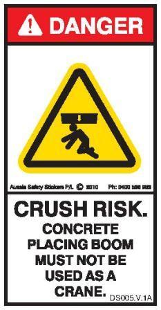 DO NOT USE BOOM AS A CRANE (Vertical)