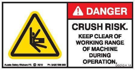 KEEP CLEAR OF WORKING RANGE (Horizontal)