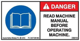 READ MACHINE MANUAL BEFORE OPERATING MACHINE (Horizontal)