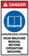 READ MACHINE MANUAL BEFORE OPERATING MACHINE (Vertical)