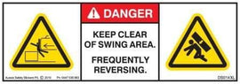 KEEP CLEAR OF SWING AREA-FREQUENTLY REVERSING (Horizontal)