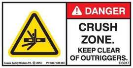 KEEP CLEAR OF OUTRIGGERS (Horizontal)