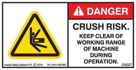 KEEP CLEAR DURING OPERATION-BODY CRUSH RISK (Horizontal)