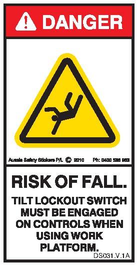CRUSH RISK-TILT LOCKOUT MUST BE ENGAGED (Vertical)