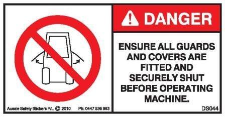 ENSURE COVERS & GUARDS ARE CLOSED BEFORE OPERATING (Horizontal)