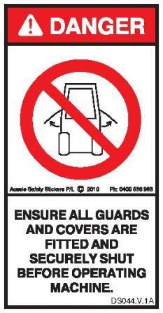 ENSURE COVERS & GUARDS ARE CLOSED BEFORE OPERATING (Vertical)