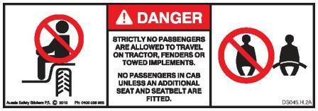 NO PASSENGERS AG TRACTOR (Horizontal) – Aussie Safety Stickers