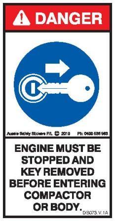 STOP ENGINE REMOVE KEY COMPACTOR (Vertical) – Aussie Safety Stickers