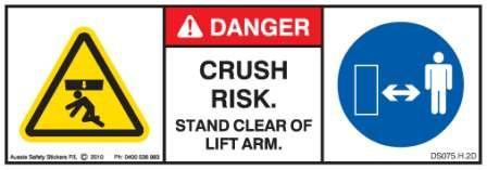 STAND CLEAR LIFT ARM (Horizontal)