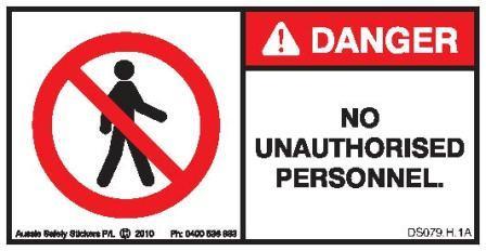 Unauthorised Sticker NO UNAUTHORISED PERSONNEL (Horizontal) – Aussie Safety Stickers