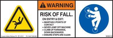 3 POINTS OF CONTACT/RISK OF FALL (Horizontal) – Aussie Safety Stickers