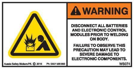 DISCONNECT BATTERY TO WELD (Horizontal)