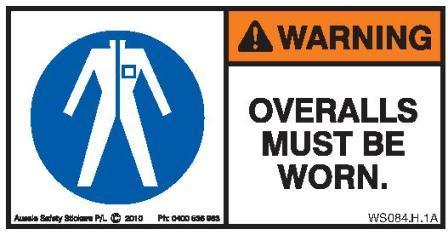 OVERALLS MUST BE WORN (Horizontal)