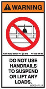DO NOT SUSPEND FROM HANDRAILS (Vertical)